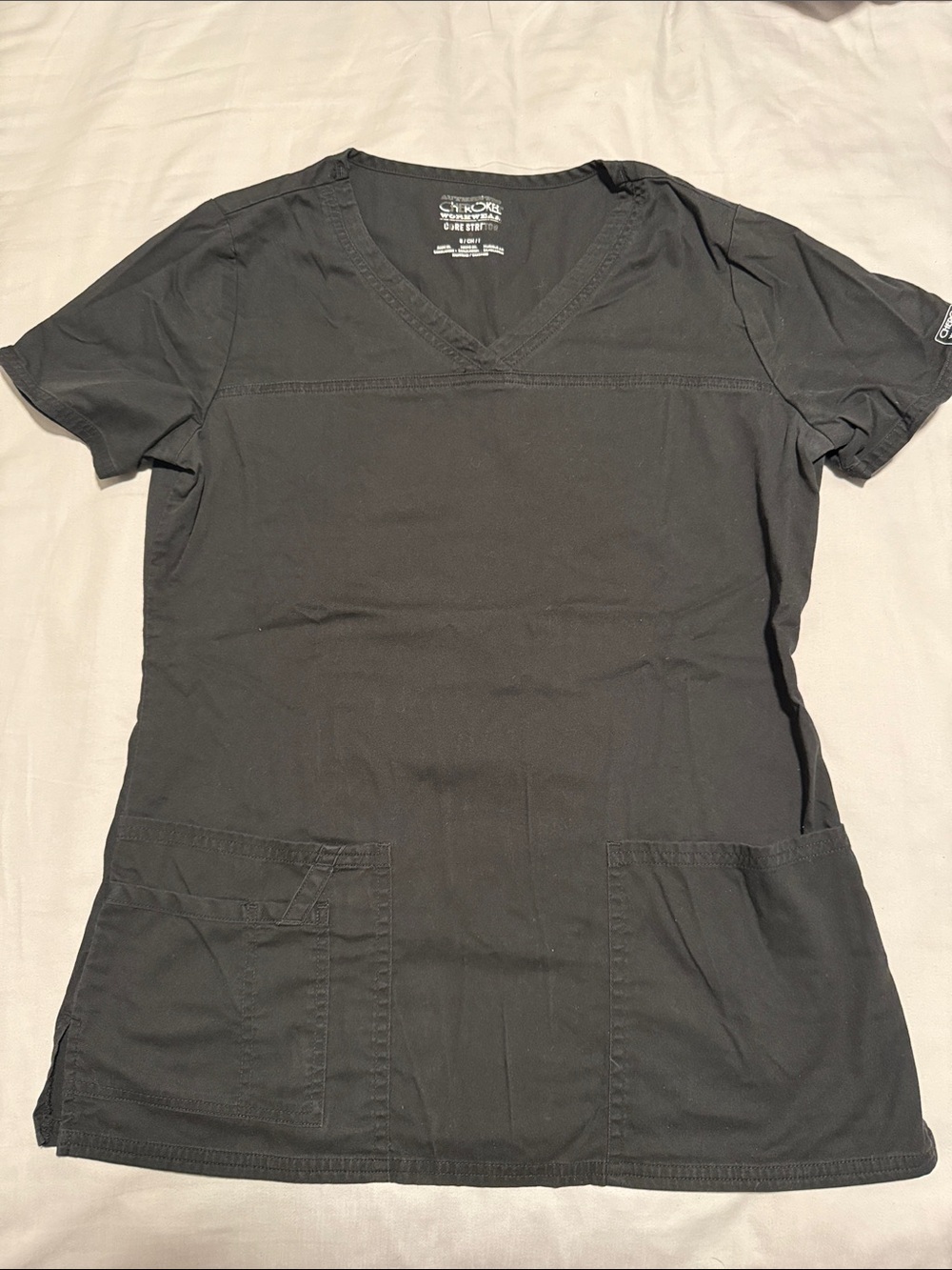 Cherokee Black V-Neck Short Sleeve Medical Top